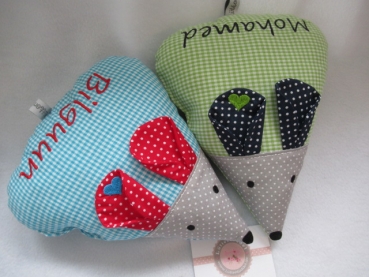 Zauberhafte Maus kleines Schmusekissen ca. 28x22 Name Taufe Geburt Geschenk Einschulung Reisekissen von Lüttentüddel