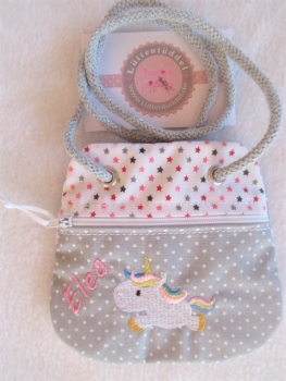★ Brustbeutel Einhorn Name ★ kleine Tasche Einschulung Kita Schule Badeanstalt Bus von Lüttentüddel