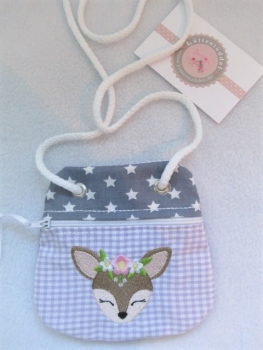★ Brustbeutel Reh Wunschname ★ Einschulung Badeanstalt Kita Schule Viele Farben und Muster von Lüttentüddel