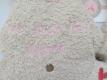 Preview: ♥  zauberhafter tröste Bär Hab Dich lieb... Körnerkissen Wärmekissen Lavendel Name Taufe Geburt Einschulung Kindergarten von Lüttentüddel