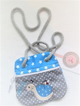 Preview: ★ Brustbeutel Schnecke Wunschname ★ Einschulung Badeanstalt Kita Schule Viele Farben und Muster von Lüttentüddel