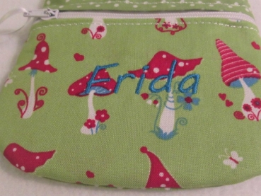 Brustbeutel Pilze Grün Name ★ Kita Schule Einschulung Geburtstag Geschenk von Lüttentüddel