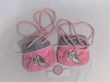 ★ Brustbeutel Pferd Wunschname ★ Einschulung Badeanstalt Kita Schule Viele Farben und Muster von Lüttentüddel