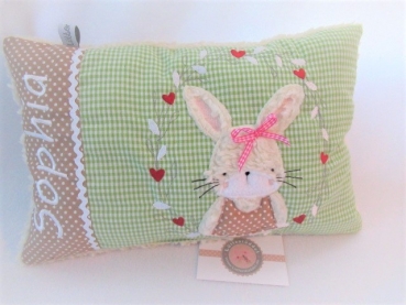 ★zauberhaftes  35x23 cm Kissen Geburt Einschulung Kita Taufe Hase  Mädchen Name ★ von Lüttentüddel