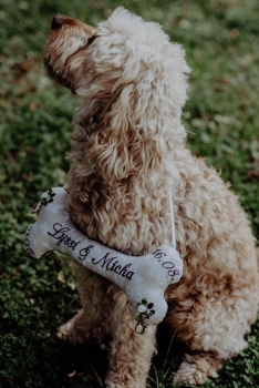 ♥ Ringkissen Knochen Punkte Wunschname Stickerei Hochzeit Hochzeitsknochen Just Married I Do