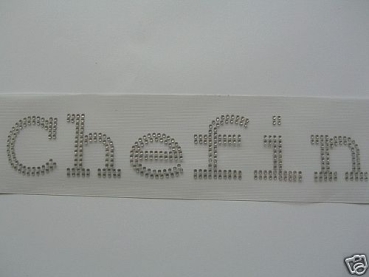 Chefin Schriftzug Strass Hotglue Hotfix Bügelbild