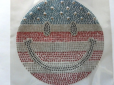 Smiley Bügelbild STRASS ♥ Hotfix Shirt Jacke Schiebevorhang Tischdecke Tasche