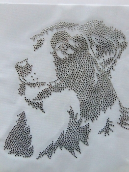 Border Collie Hund Hotfix Hotglue Hundeschule Bügelbild Strass