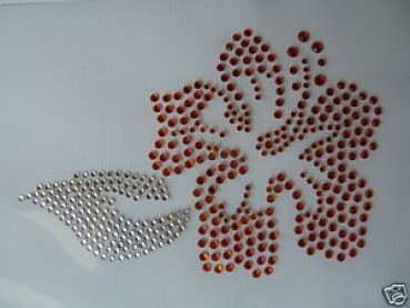 Hibiskus Blüte Strass HOTFIX HOTGLUE Bügelbild Applikation