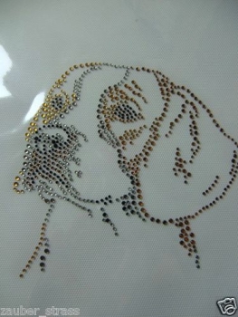 Preview: Beagle Hund Strass Hotfix Hotglue Bügelbild Bügelmotiv