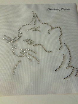 Katze Hotglue Hotfix Strass Bügelbild Bügelmotiv so süß