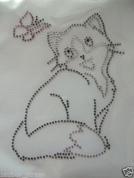 Katze Hotglue Hotfix Strass Bügelbild Bügelmotiv so süß