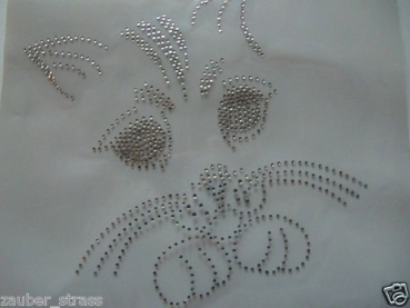 süße Katze Hotglue Hotfix Strass Bügelbild Bügelmotiv so süß