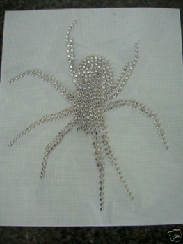 EDEL SPINNE viel Strass Hotfix Hotglue Bügelbild Bügelmotiv