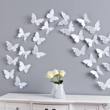 12 tlg Schmetterling Set Schmetterlinge Wanddeko weiß