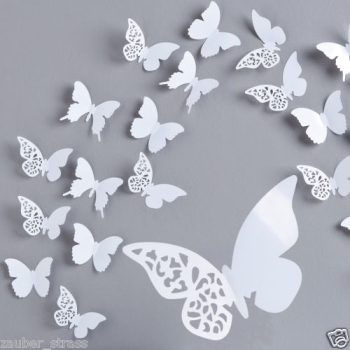 Preview: 6 tlg Schmetterling Set Schmetterlinge Wanddeko weiß