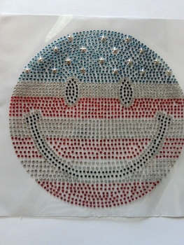 Smiley Bügelbild STRASS ♥ Hotfix Shirt Jacke Schiebevorhang Tischdecke Tasche