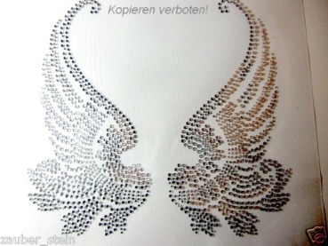 Preview: Engel Flügel Hotfix Bügelbild Strass Jacke Shirt EDEL