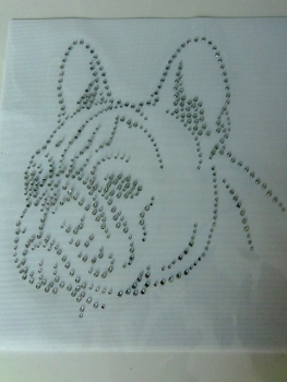 Preview: Französische Bulldogge Hund Strass Hotfix Hotglue Bügelbild Bügelmotiv