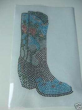 Stiefel Bügelbild Schabracke Cowboy Western Reiten Cowgirl Studs und Strass Hotglue Hotfix Bügelbild für Shirts Jacke etc.
