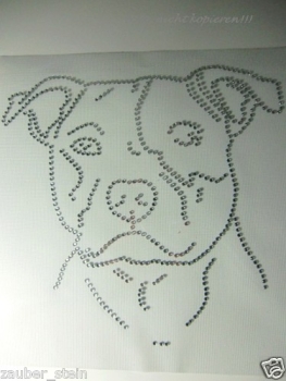 Preview: American Staffordshire Terrier Strass Hotfix Hotglue Bügelbild Bügelmotiv