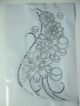 Blüte Ranke Ornament Bügelbild  STRASS Shirt Hotfix