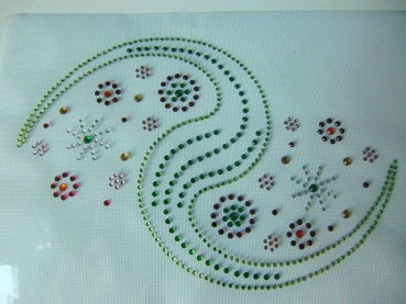 Ornament Wirbel Blüte Bügelbild STRASS Shirt Hotfix