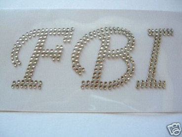 FBI  Schriftzug Strass Hotglue Hotfix Bügelbild