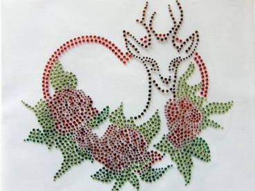 zauberhaftes Reh mit Herz aus Strass Bügelbild Hotfix Hotglue