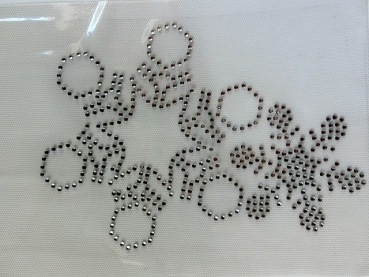 Preview: 2 Stern Eiskristall Schneeflocke Strass Hotfix Bügelbild Tischdecke Kissenhülle