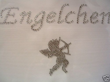 Strass Bügelbild Engel mit Schriftzug Engelchen Bügelbild Hotfix Hotglue Strass