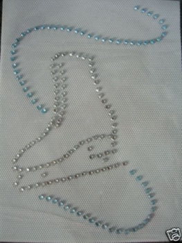 Skating Schlittschuhe Kür GROSS Hotfix Hotglue Bügelbild Bügelmotiv Strass