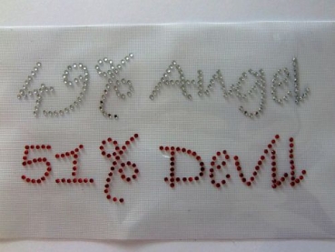 49% Angel 51% Devil Hotglue Hotfix Bügelbild
