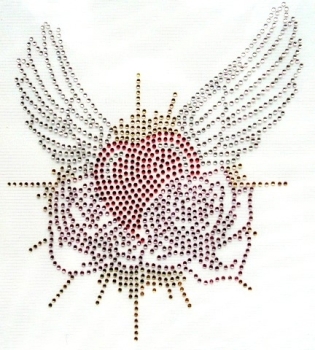 Herz Flügel Krönchen Strass Bügelbild Hotfix Hotglue