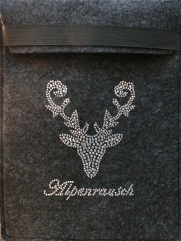 Preview: Strass Hirsch Alpenrausch Tasche Case für IPad ebook Reader Tablet Netbook Filz