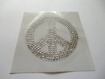 Hotfix Bügelbild Peace 10,5 x10,5 cm Applikation Strass
