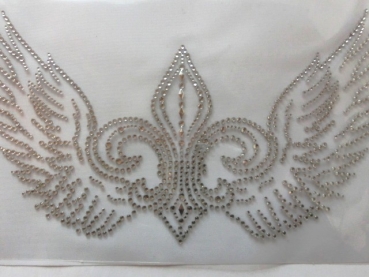 Lilie Fleur Flügel Strass Hotfix Bügelbild Schiebevorhang Tischdecke Shirt Jacke