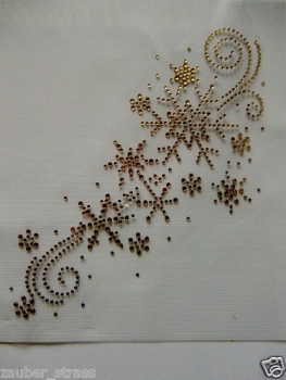 Stern Eiskristall Schneeflocke Gold Strass Hotfix Bügelbild Tischdecke Schiebevorhang