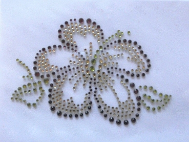 Bunte Hibiskus Blüte Bügelbild STRASS &#9829; Hotfix &#9829; Shirt Jacke Bluse Tischdecke