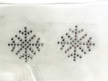 2 Stern Eiskristall Schneeflocke Strass Hotfix Bügelbild Tischdecke Kissenhülle