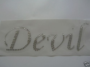 Hotfix Strass Bügelbild Schriftzug DEVIL gefährlich!!