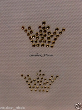 2 Kronen Krone Schabracke Hotfix Bügelbild Strass Gold