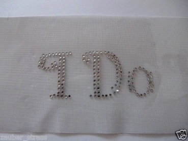 &#9829; I DO Bügelbild Strass Hotfix Hochzeit Hochzeitskleid Brauttasche  Schleier