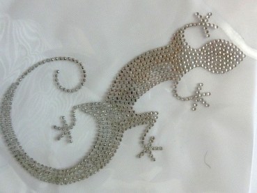 Echse Gecko Salamander Strass Hotfix Hotglue Bügelbild Shirt Hose Jacke Tasche