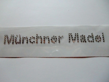 Münchner Madel Oktoberfest Wiesn Bügelbild Schriftzug Strass Shirt Hotfix Jacke Bügelmotiv
