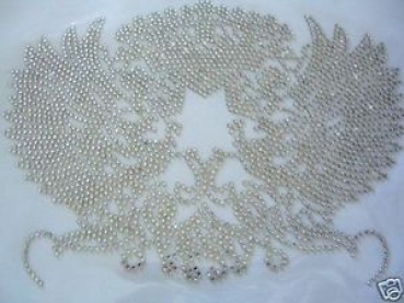 Preview: Wappen Ornament hochwertig Strass Hotglue Hotfix Bügelbild