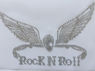 Skull Flügel &#9829; Bügelbild STRASS  Hotfix  Rock n Roll Shirt Jacke Tasche Mantel