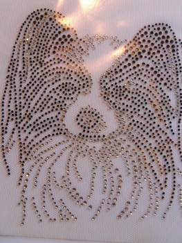 Papillon Hund Strass Hotfix Hotglue Bügelbild Bügelmotiv