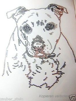 Hund Staffordshire Bull Terrier Hund Strass Hotfix Hotglue Bügelbild Bügelmotiv
