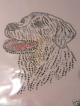 Retriever Hund Strass Hotfix Hotglue Bügelbild Bügelmotiv